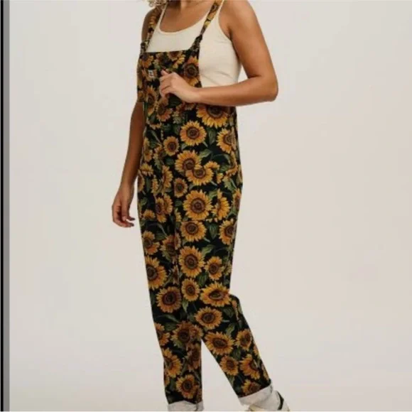 NWT Lucy and Yak Sunflower Print Women's dungarees - Picture 4 of 5